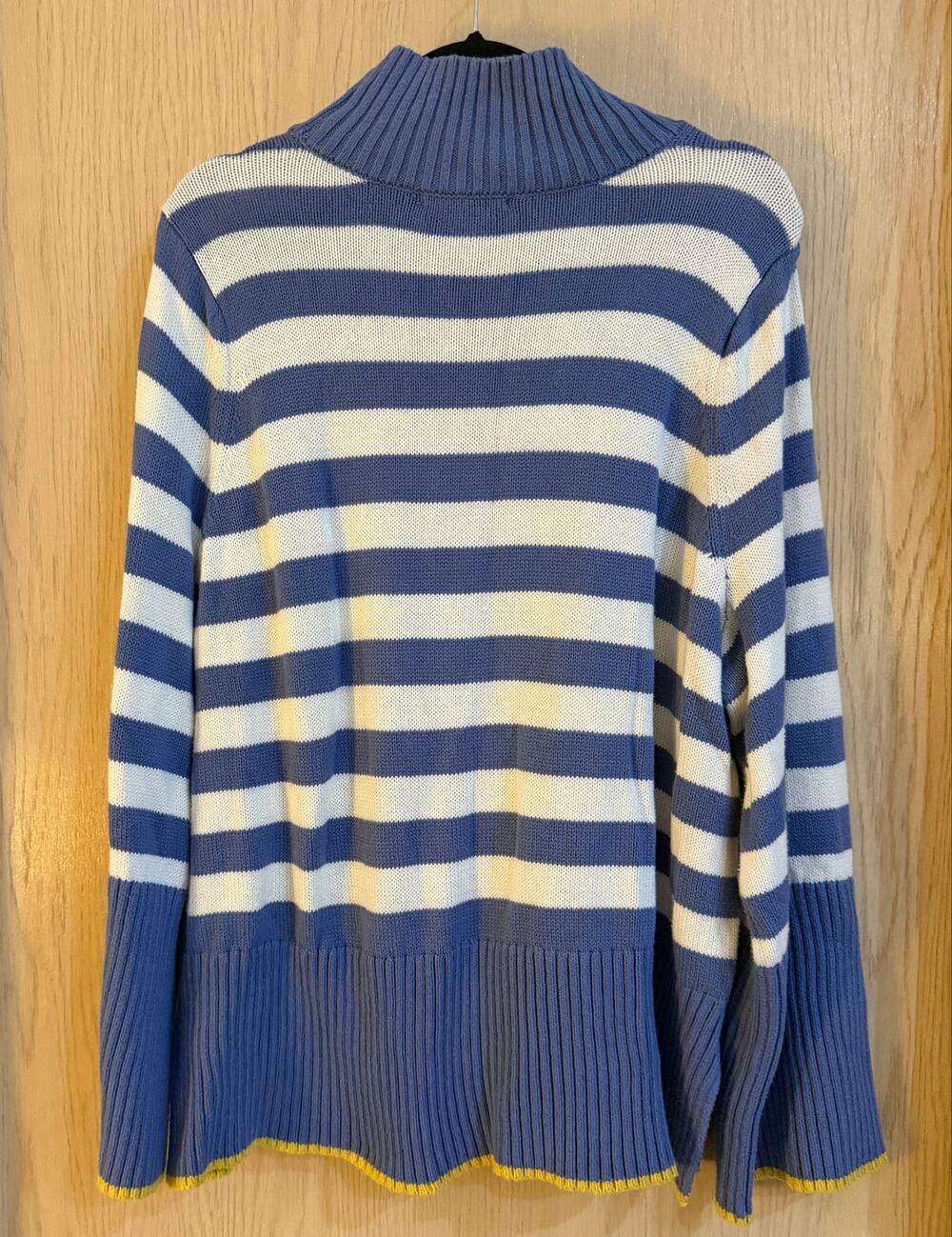 Free Assembly Striped Cotton Turtleneck Sweater Blue White XXL